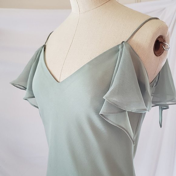SALE Sage Green sheath gown prom bridesmaid dress 8P - Picture 5 of 9